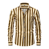 Men's  Striped Long-Sleeved Shirt | Effortless Non-Iron Style for Spring and Autumn