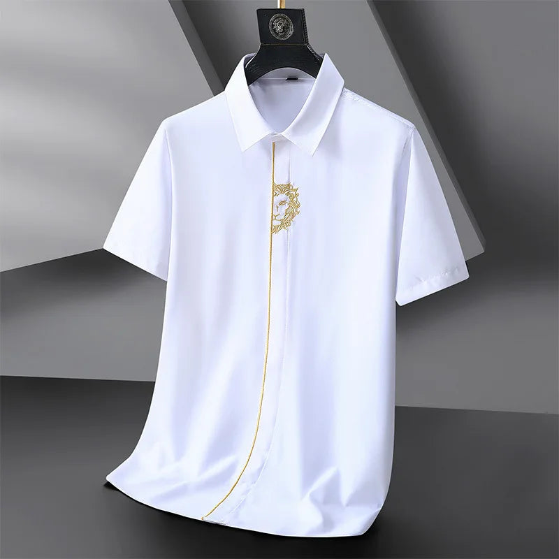 Men's Cotton Blend Embroidered Shirt | Casual Oversized Summer Essential