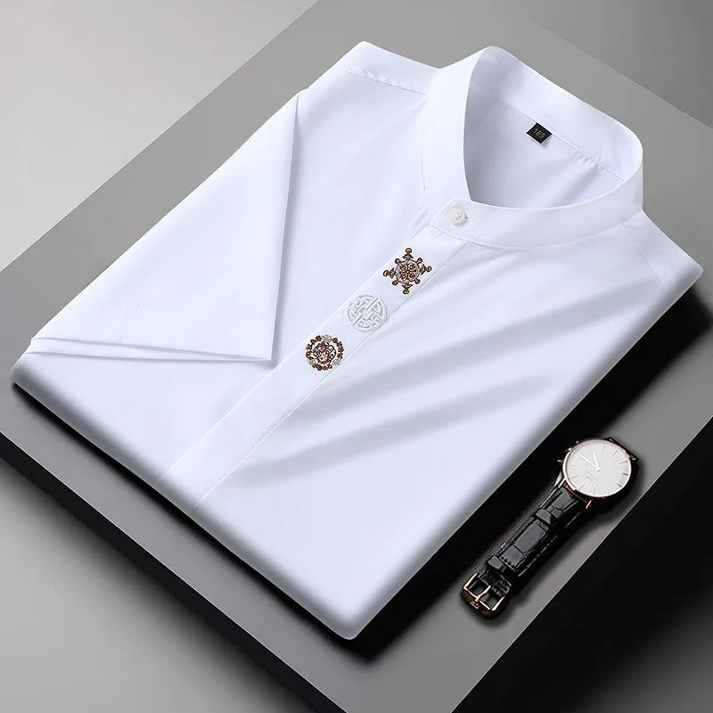Men's Cotton Blend Embroidered Shirt | Casual Oversized Summer Essential