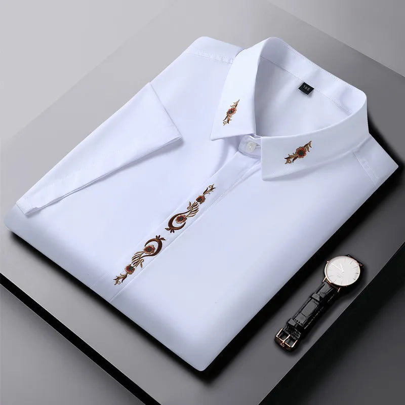 Men's Cotton Blend Embroidered Shirt | Casual Oversized Summer Essential