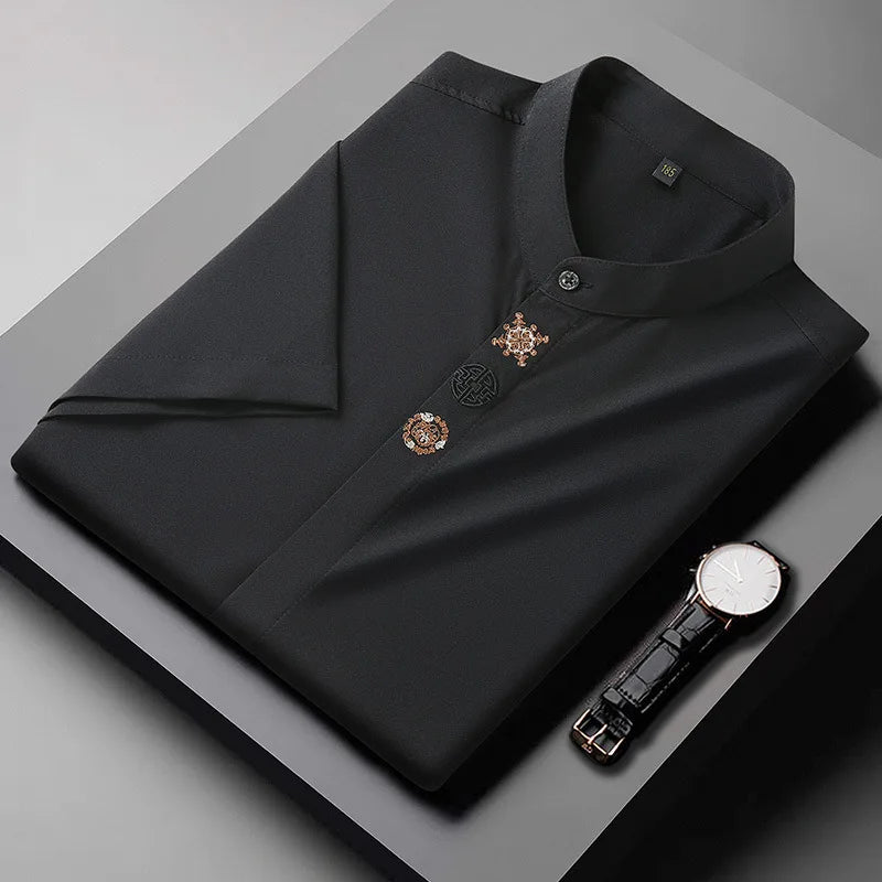 Men's Cotton Blend Embroidered Shirt | Casual Oversized Summer Essential