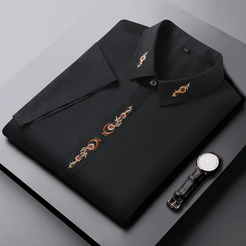 Men's Cotton Blend Embroidered Shirt | Casual Oversized Summer Essential