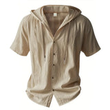 Men's Cotton Linen Hooded Shirt | Lightweight Breathable Summer Essential