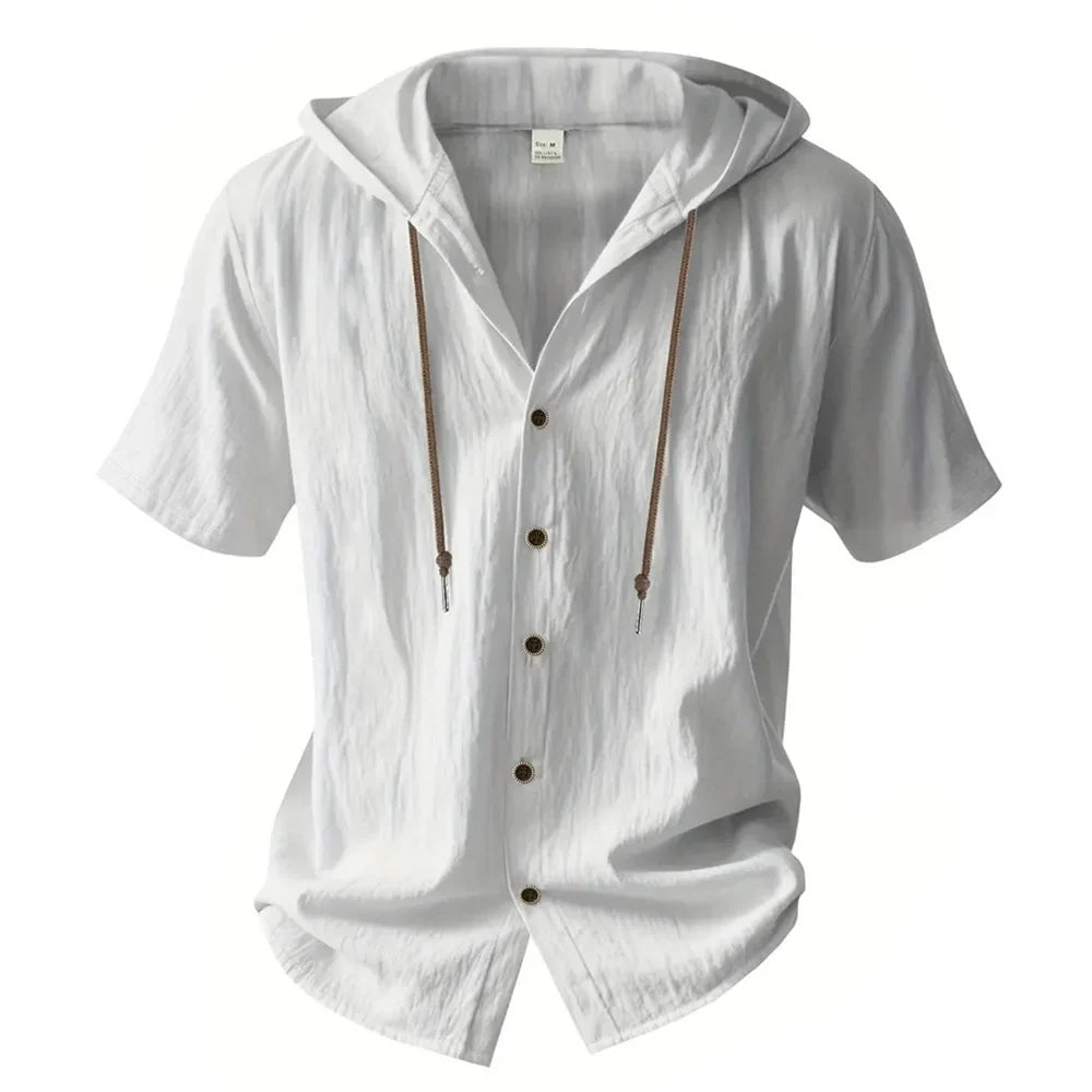 Men's Cotton Linen Hooded Shirt | Lightweight Breathable Summer Essential