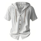 Men's Cotton Linen Hooded Shirt | Lightweight Breathable Summer Essential