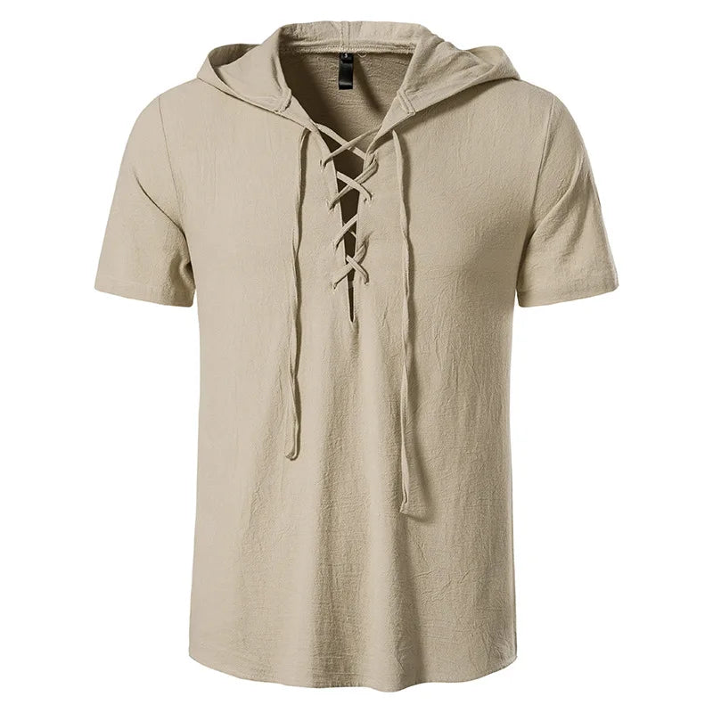 Men's Cotton Linen Hooded Shirt | Lightweight Casual Summer Essential