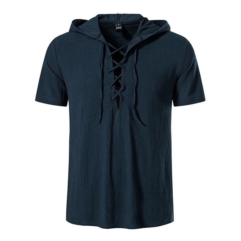 Men's Cotton Linen Hooded Shirt | Lightweight Casual Summer Essential
