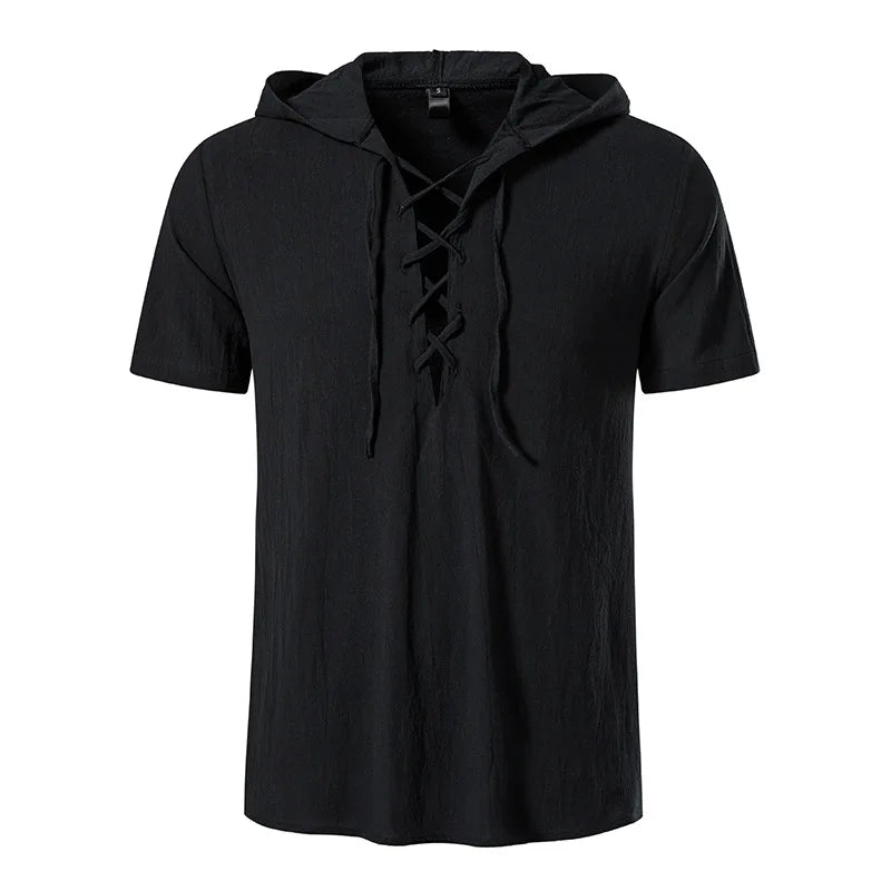 Men's Cotton Linen Hooded Shirt | Lightweight Casual Summer Essential