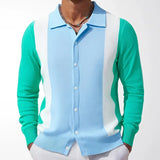 Men's Knit Long Sleeve Polo Shirt | Refined Striped Spring and Summer Essential