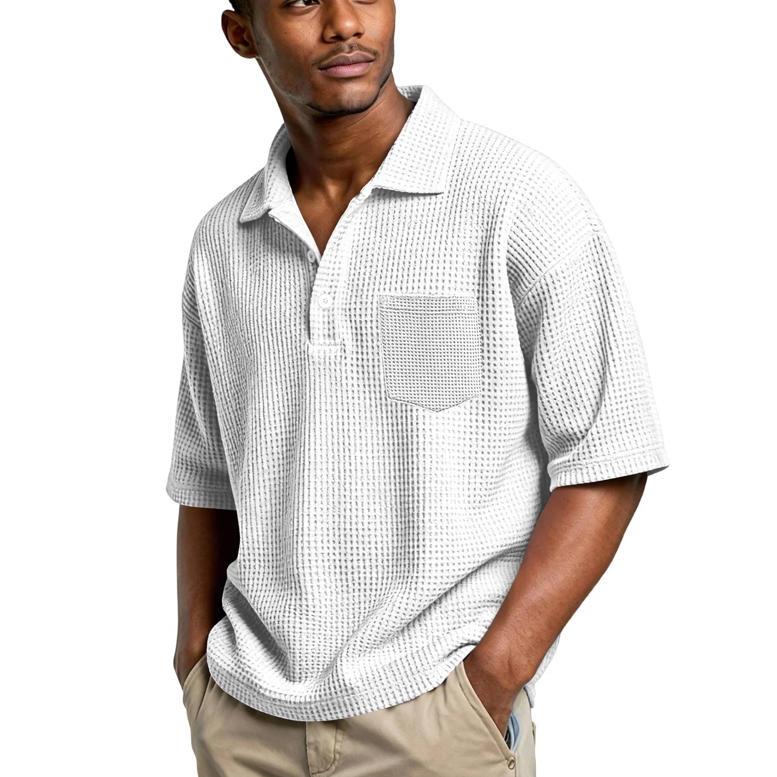 Men's Lightweight Waffle Shirt | Breathable Slim Fit Essential