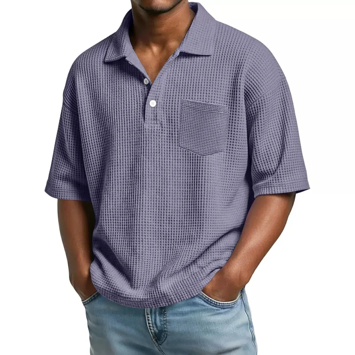 Men's Lightweight Waffle Shirt | Breathable Slim Fit Essential