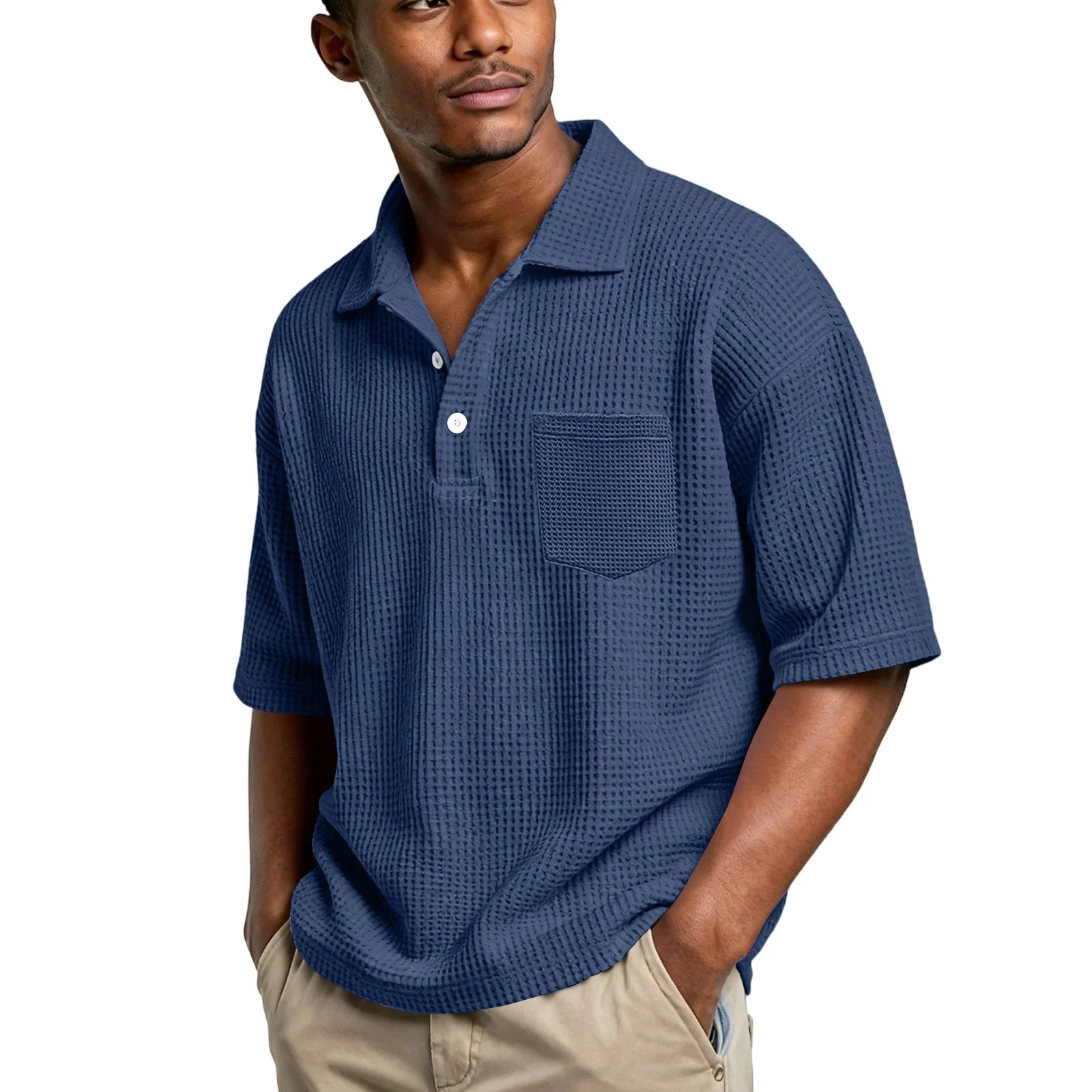 Men's Lightweight Waffle Shirt | Breathable Slim Fit Essential