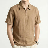 Men's Linen Blend Short Sleeve Polo Shirt | Breathable Casual Summer Essential