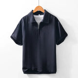Men's Linen Blend Short Sleeve Polo Shirt | Breathable Casual Summer Essential