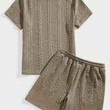 Men's Polyester Cable Knit 2-Piece Set | Stylish Casual Comfort Ensemble