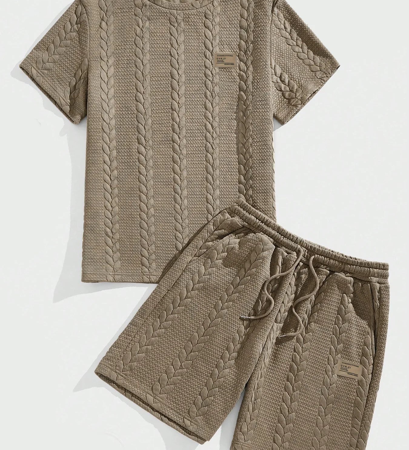 Men's Polyester Cable Knit 2-Piece Set | Stylish Casual Comfort Ensemble