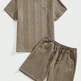 Men's Polyester Cable Knit 2-Piece Set | Stylish Casual Comfort Ensemble