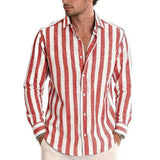 Men's Polyester Long Sleeve Stripe Shirt | Classic Autumn Winter Essential