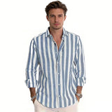 Men's Polyester Long Sleeve Stripe Shirt | Classic Autumn Winter Essential