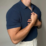 Men's Soft Knit Polo Shirt | Modern Zip-Up Casual Top | Tailored Fit Stylish Attire