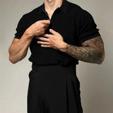 Men's Soft Knit Polo Shirt | Modern Zip-Up Casual Top | Tailored Fit Stylish Attire
