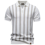 Men's Stripe Cotton Polo Shirt | Stylish Casual Short Sleeve Top