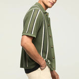 Men's Striped Crochet Knitted Shirt | Lightweight Vintage Summer Style