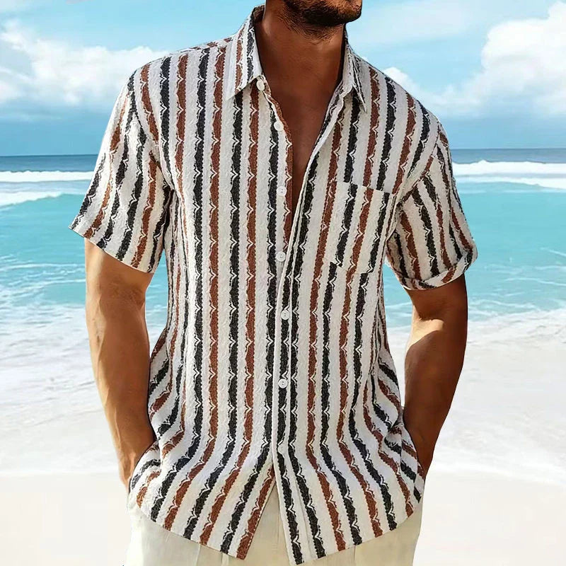 Men's Striped Knit T-Shirt | Vintage Textured Summer Essential