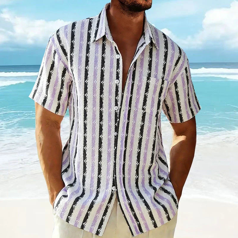 Men's Striped Knit T-Shirt | Vintage Textured Summer Essential