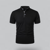 James Oxford Collarless Polo Shirt for Men