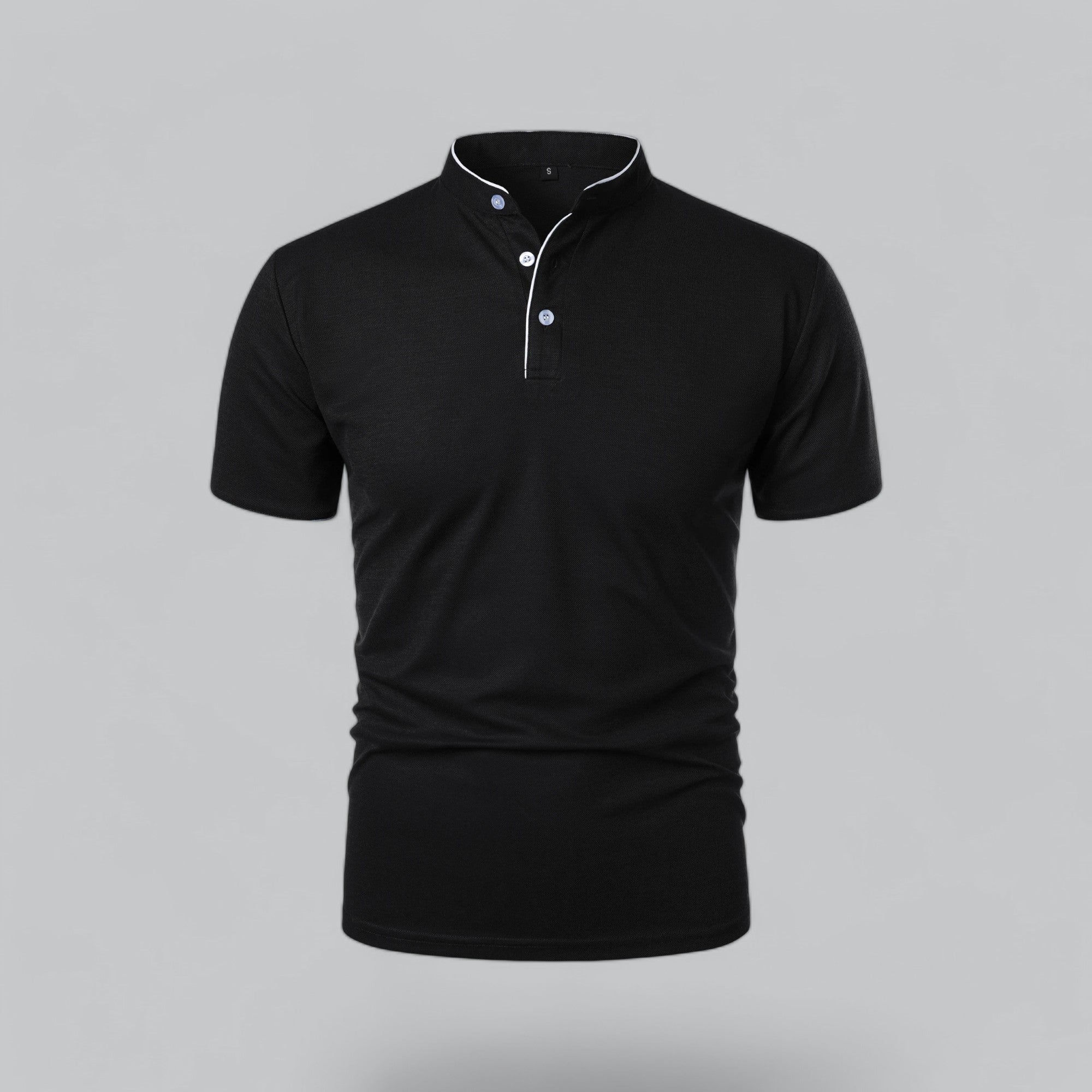 James Oxford Collarless Polo Shirt for Men