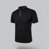 James Oxford Collarless Polo Shirt for Men