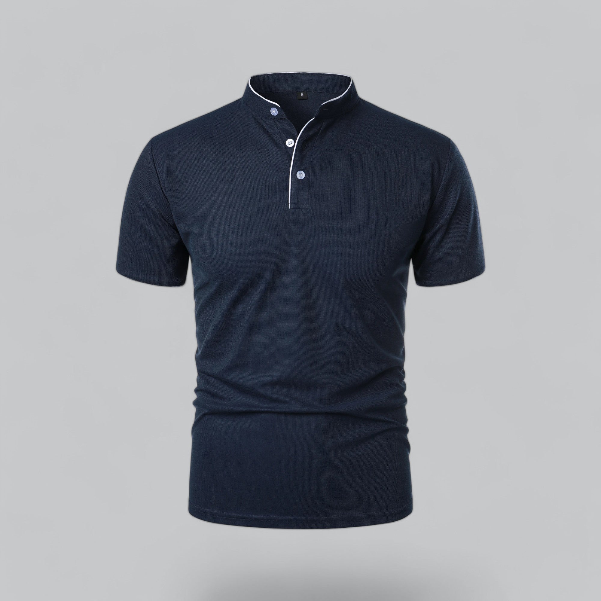 James Oxford Collarless Polo Shirt for Men