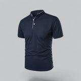 James Oxford Collarless Polo Shirt for Men