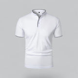 James Oxford Collarless Polo Shirt for Men