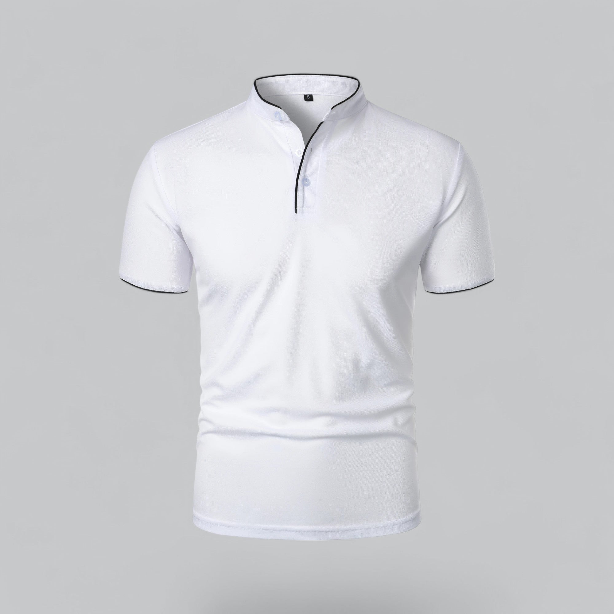 James Oxford Collarless Polo Shirt for Men