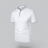 James Oxford Collarless Polo Shirt for Men