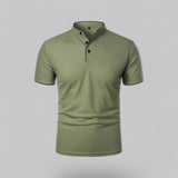 James Oxford Collarless Polo Shirt for Men