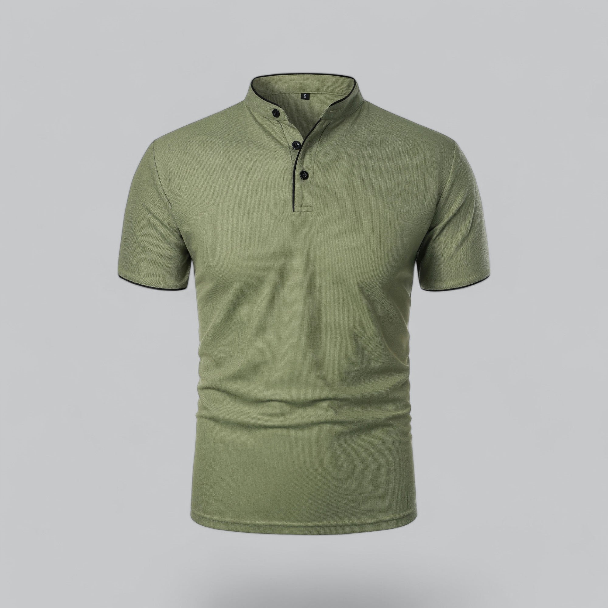 James Oxford Collarless Polo Shirt for Men