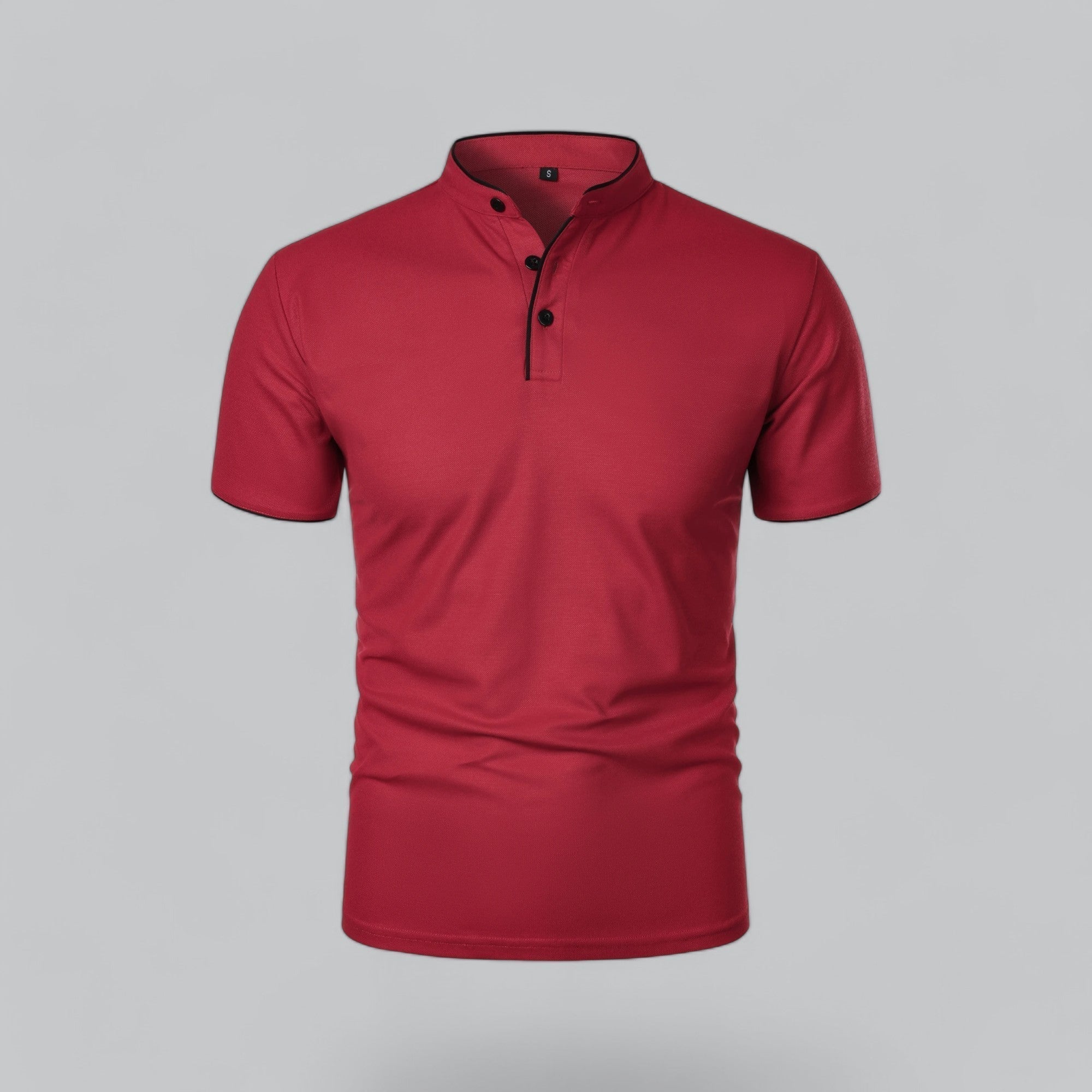 James Oxford Collarless Polo Shirt for Men