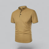 James Oxford Collarless Polo Shirt for Men