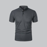 James Oxford Collarless Polo Shirt for Men