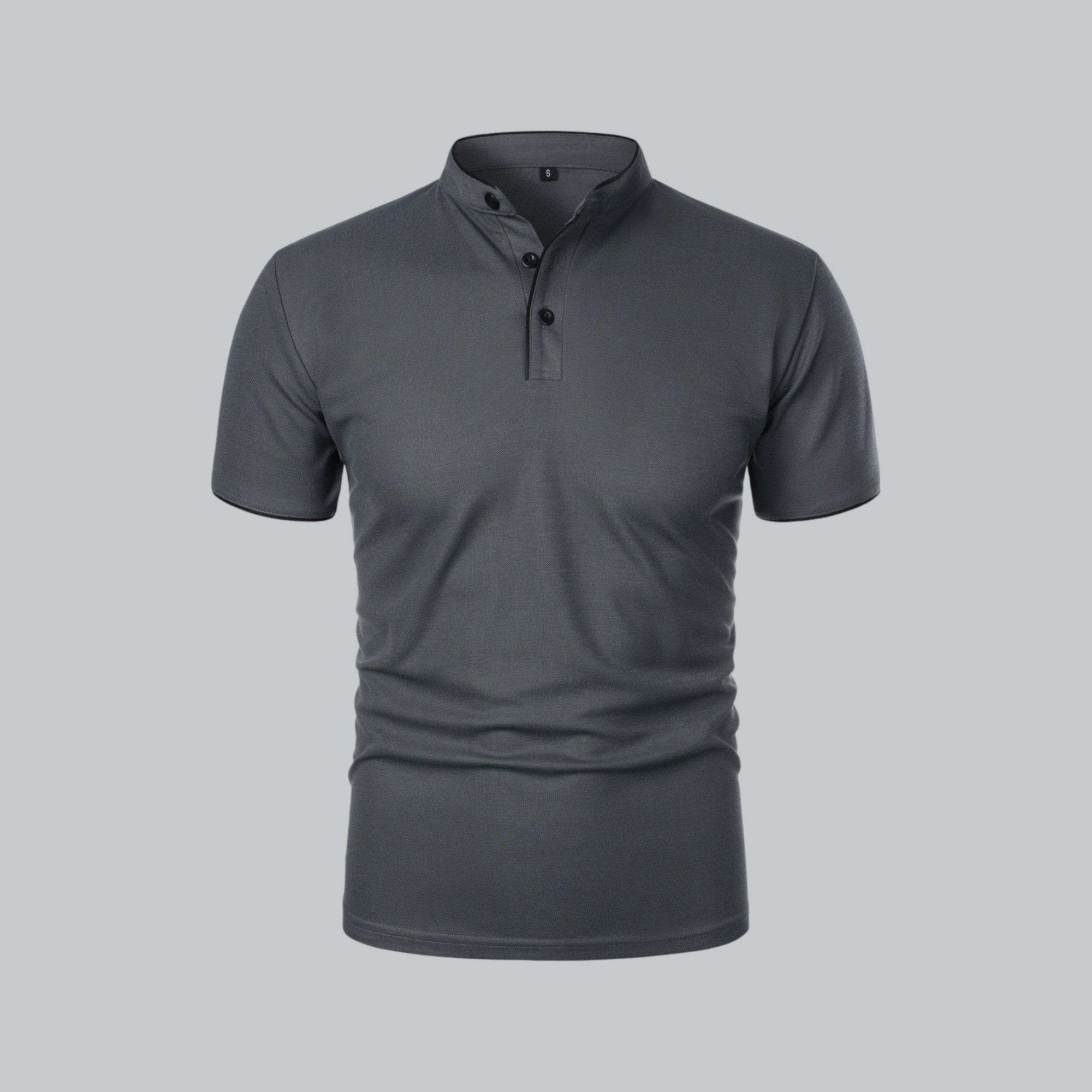 James Oxford Collarless Polo Shirt for Men