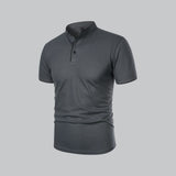 James Oxford Collarless Polo Shirt for Men