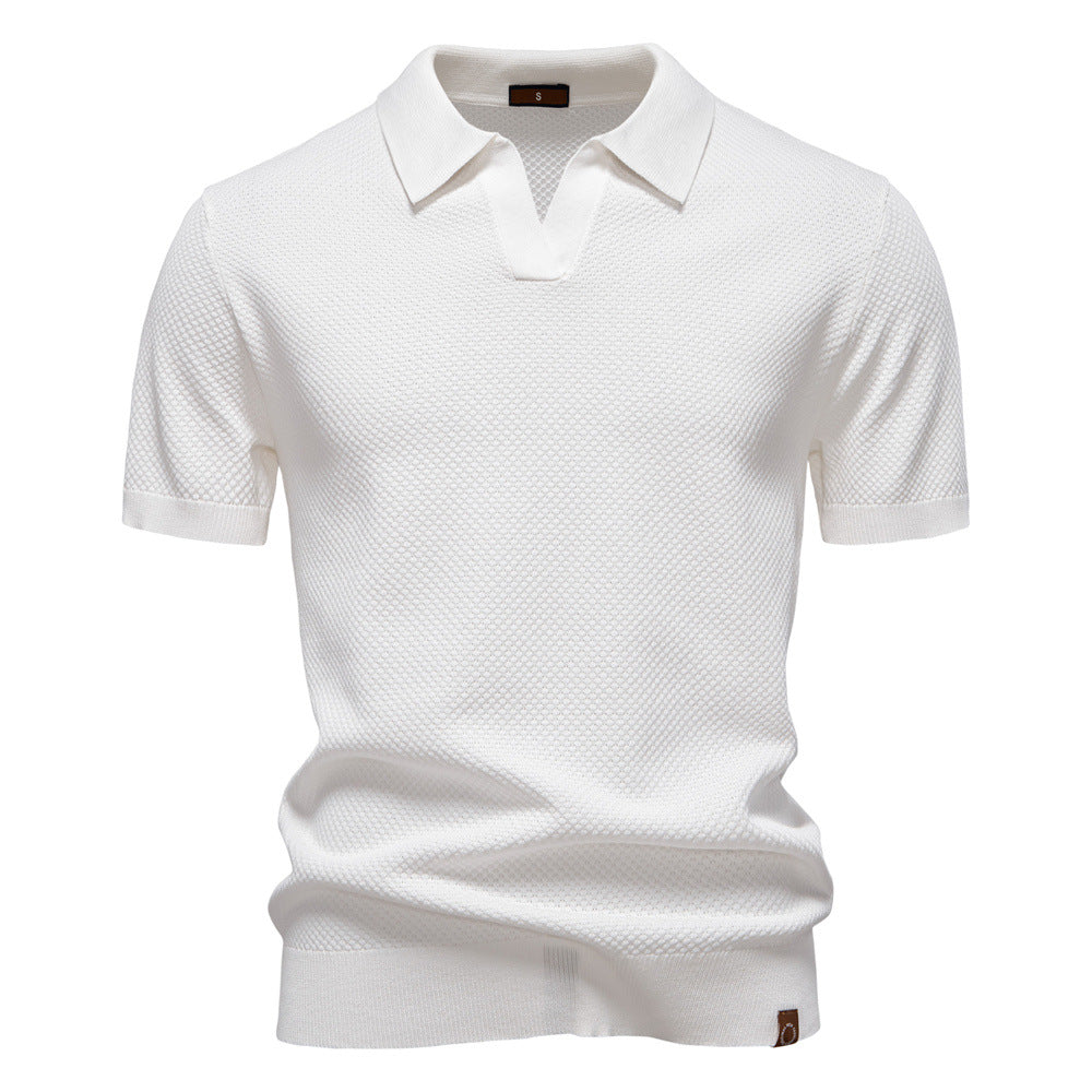 James Oxford Textured Knit Polo Shirt for Men