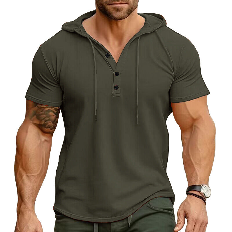 James Oxford Short Sleeve Hooded Shirt for Men