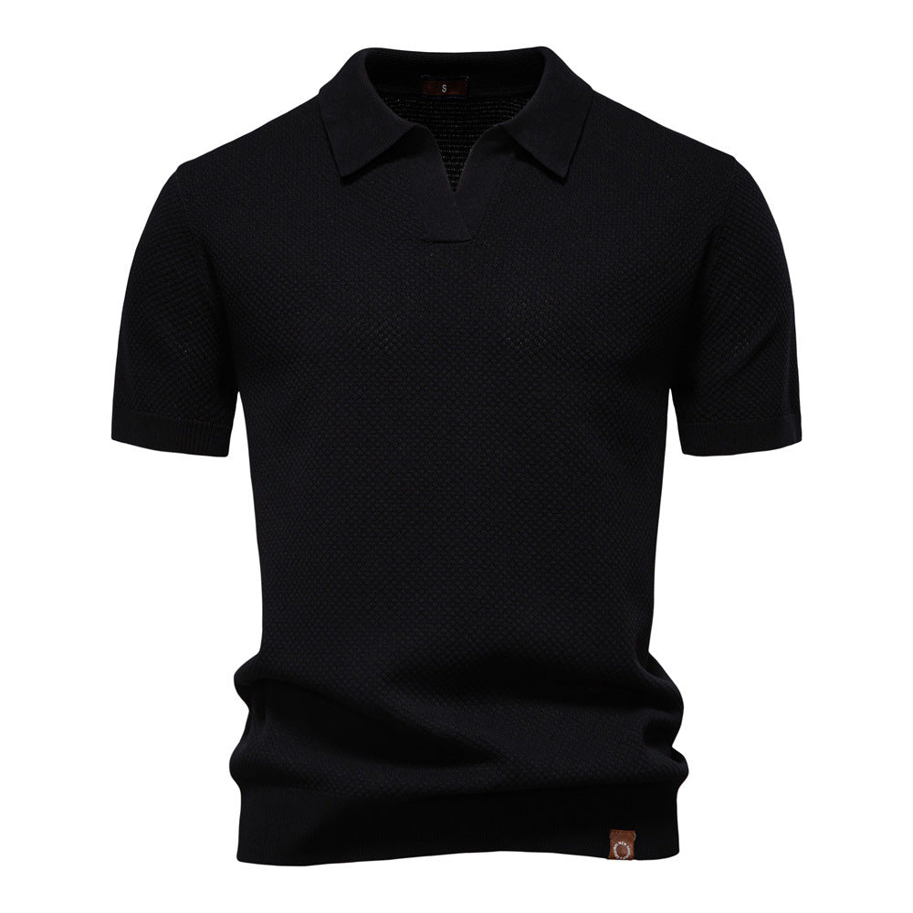 James Oxford Textured Knit Polo Shirt for Men