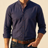 James Oxford Elegant Mandarin Collar Shirt for Men