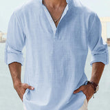 James Oxford Minimalist Mandarin Collar Shirt for Men