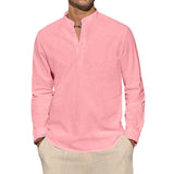James Oxford Cotton Henley Shirt for Men